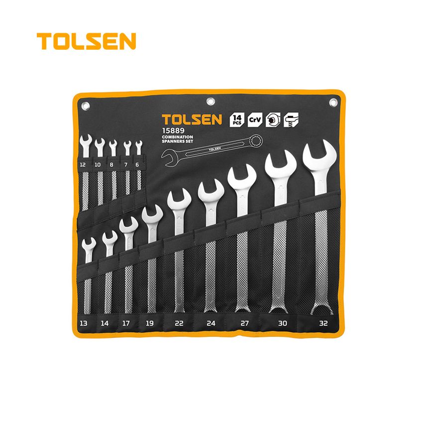 Tolsen 14-delni set kombinovanih ključeva 6-7-8-10-12-13-14-17-19-22-24-27-30-32mm - Industrial (15889)