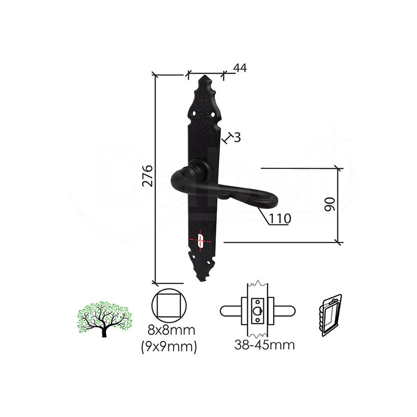 DABEL KVAKA ŠILD ZA VRATA MILICA  CRNA (KLJUČ)