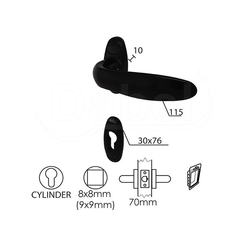 KVAKA ROZETA ZA ALU VRATA GOČ (CRNA)