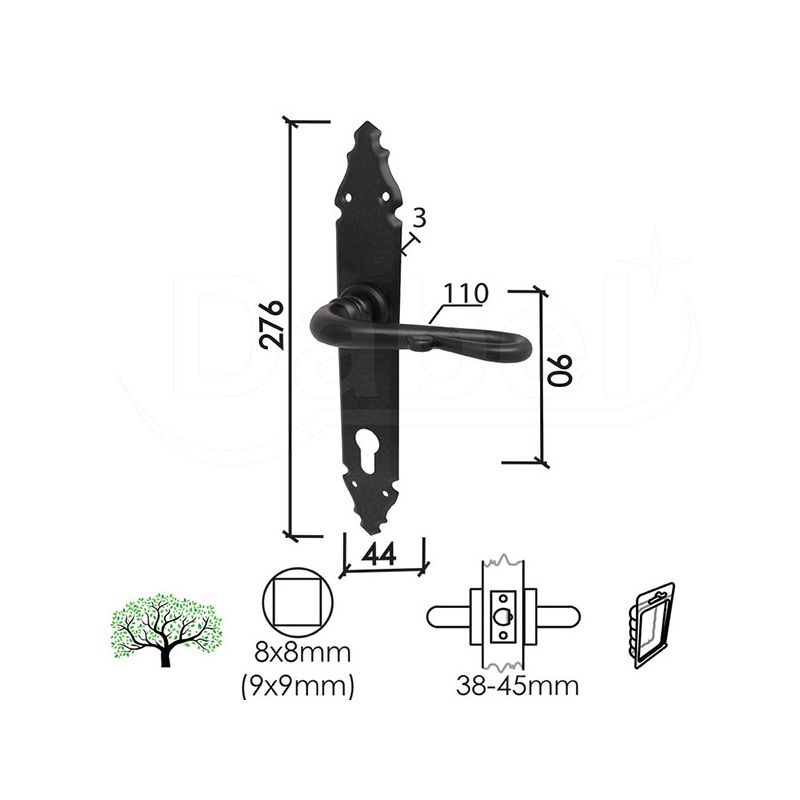 KVAKA ŠILD ZA VRATA MILICA CRNA (CILINDAR)